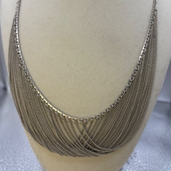 Intimate Silver-Tone Multi-Strand Draped Chain Necklace For Women Feminine - Picture 11 of 12